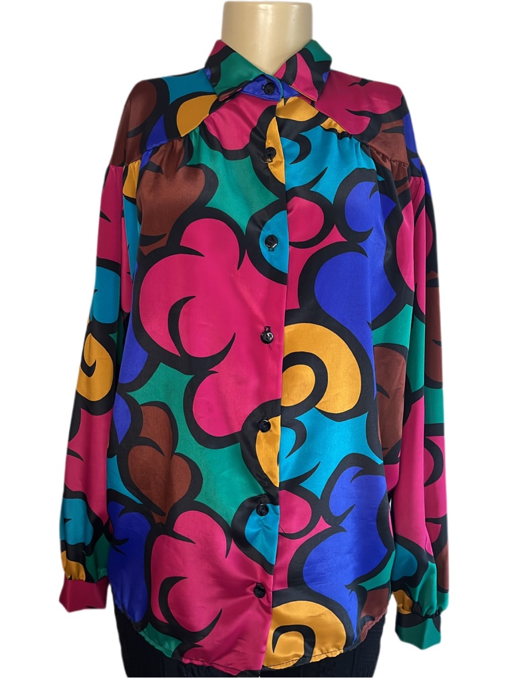 Vintage Sunny South Colorful Abstract Blouse
